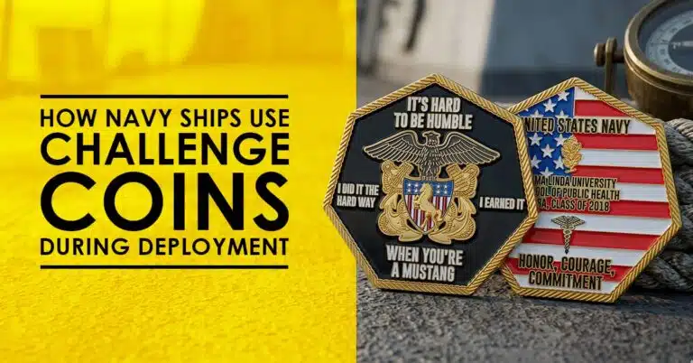 Navy ship challenge coins used during deployment